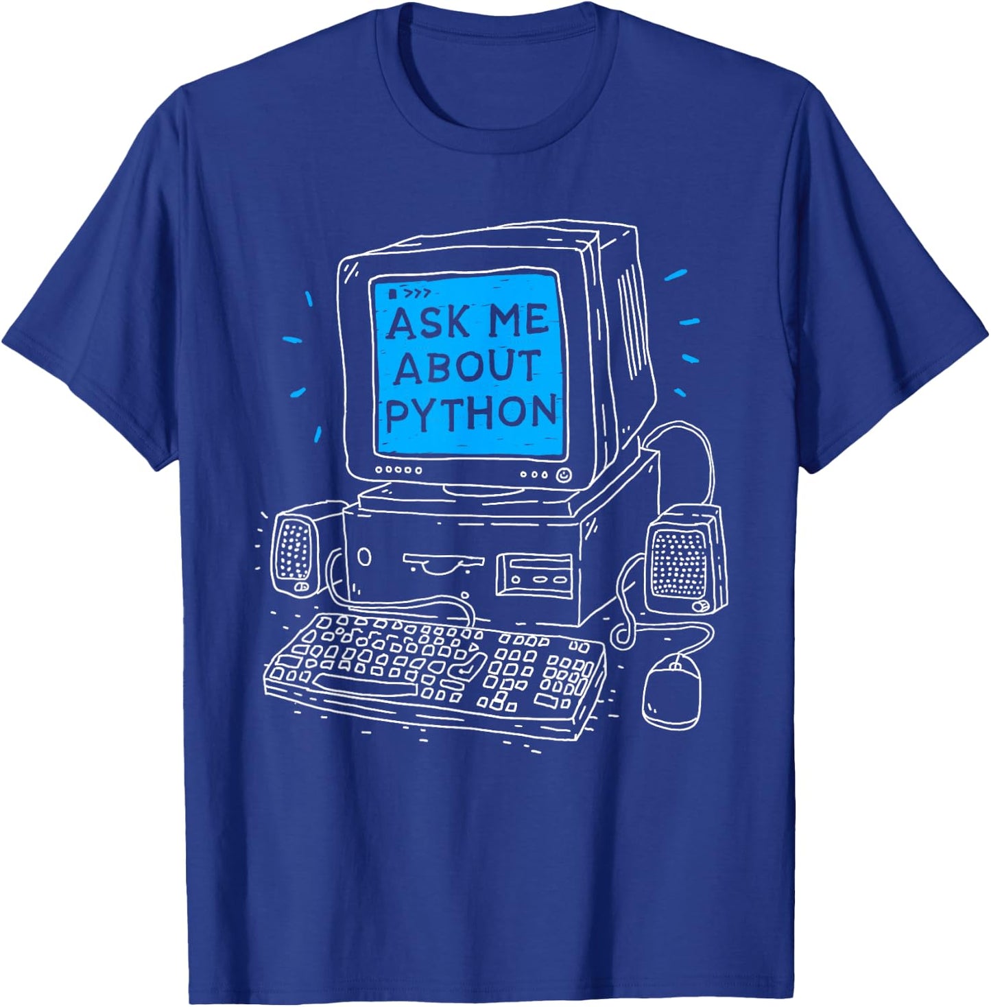 Ask Me About Python - Python Programming Shirt & Coding Gift T-Shirt - T-Shirt | Royal
