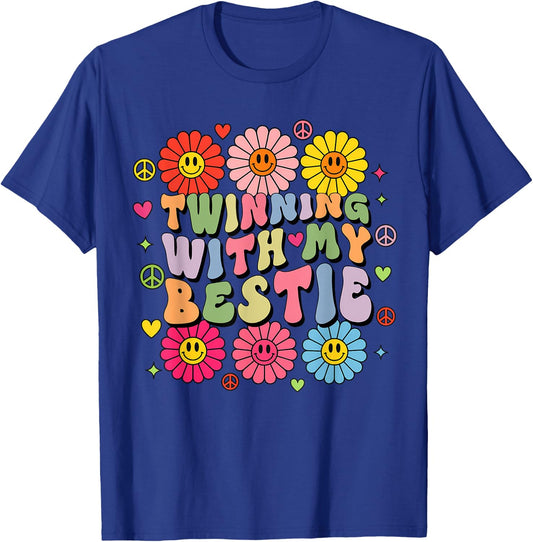 Friends Twinning with My Bestie Spirit Week Funny Twin Day T-Shirt - T-Shirt | Royal
