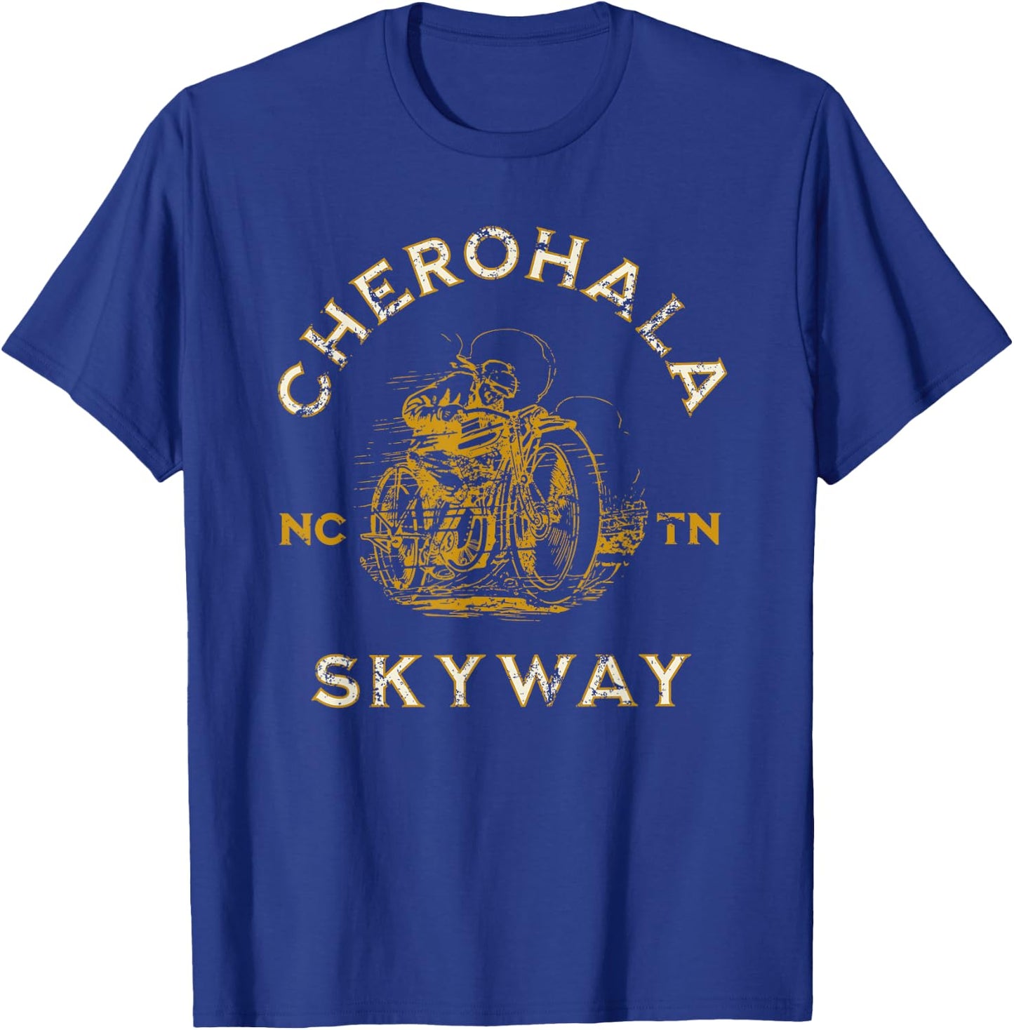 Cherohala Skyway NC and TN USA Motorcycle Design T-Shirt - T-Shirt | Royal