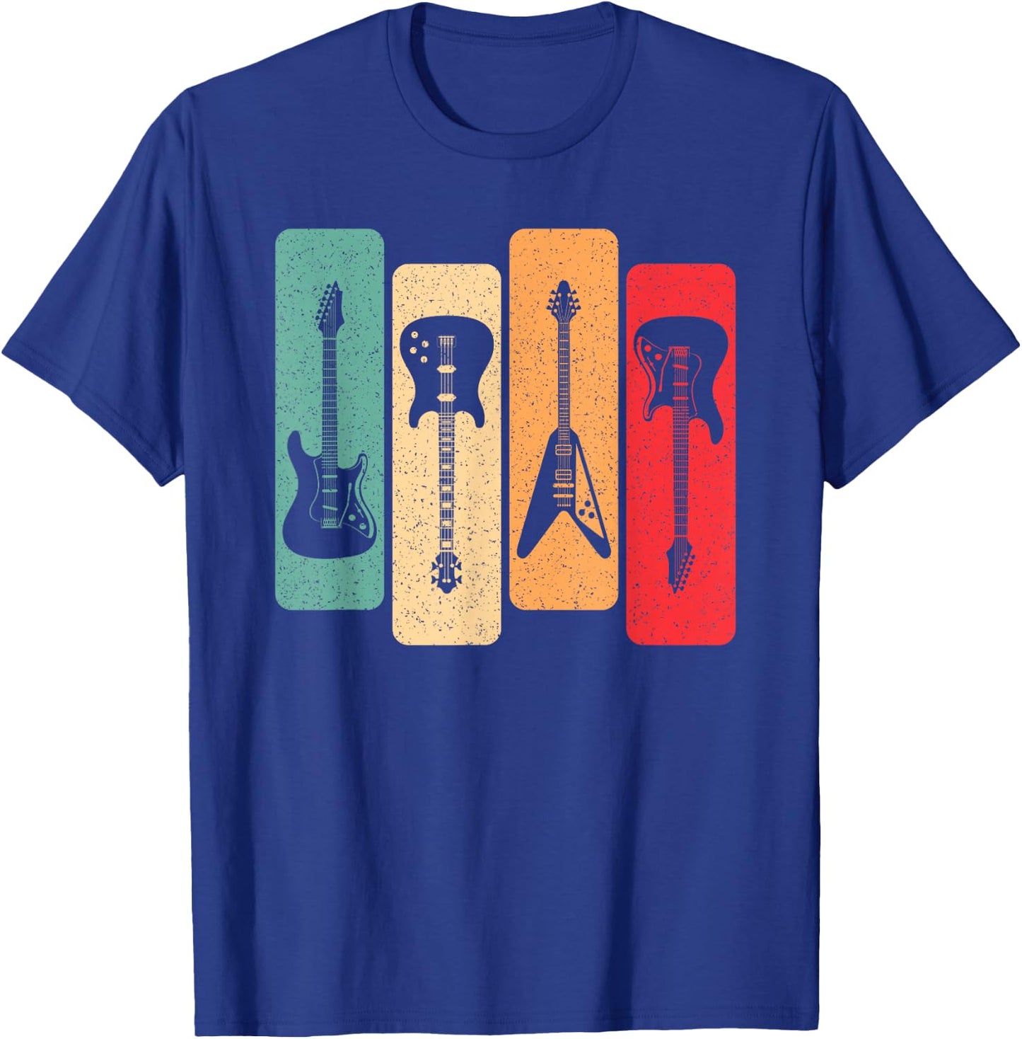 Retro Guitars Guitarist Electric Bass Guitar Rock Music Men T-Shirt - T-Shirt | Royal