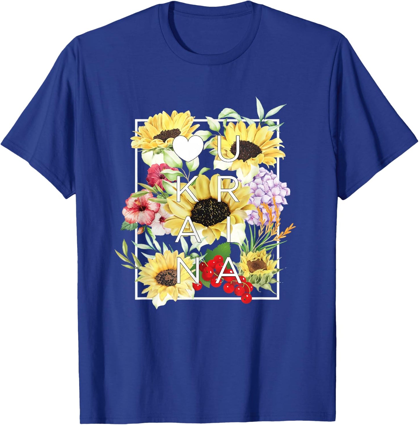 Flowers of Ukraine Word Art - Ukrainian Pride T-Shirt - T-Shirt | Royal