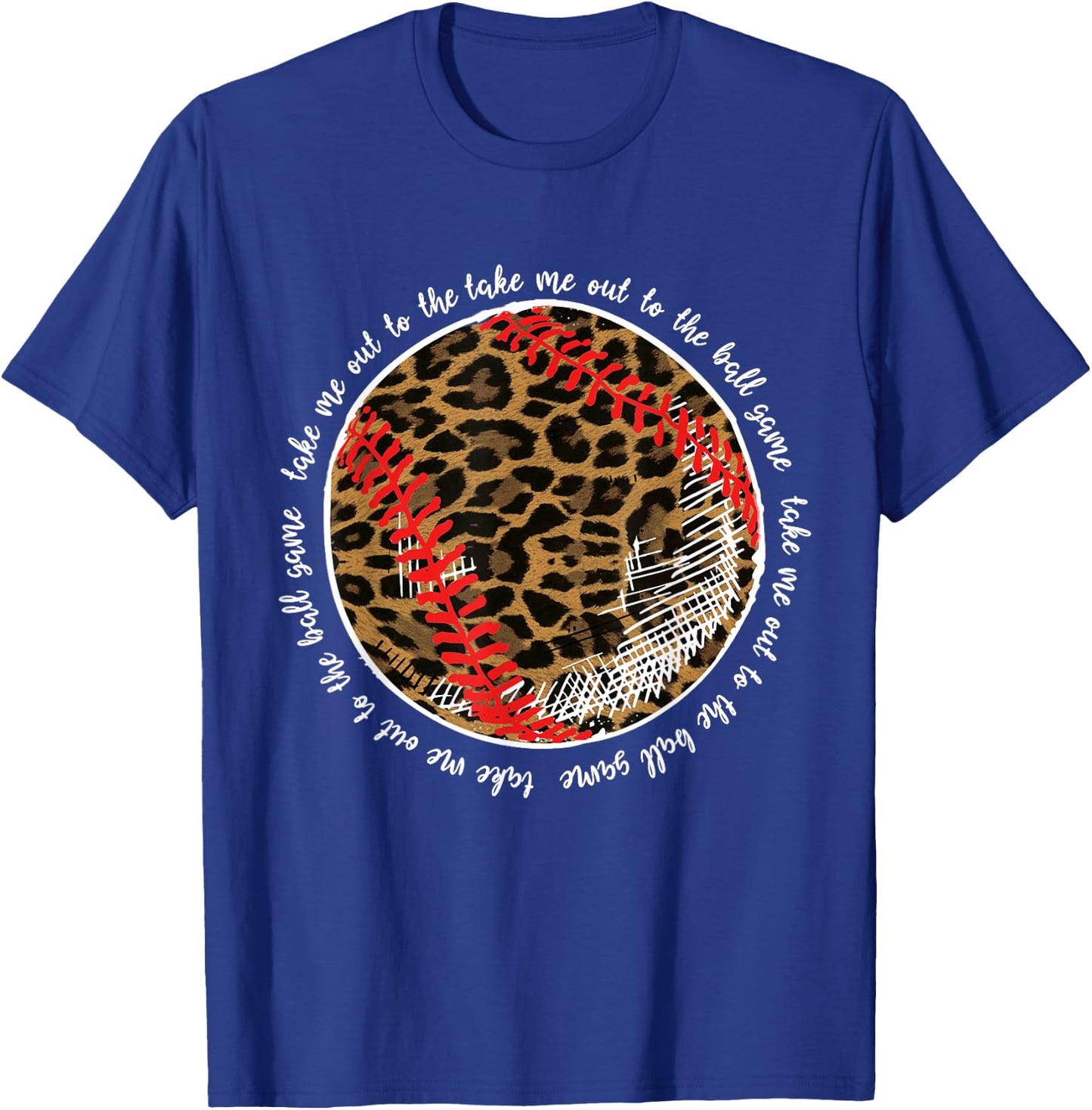 Take Me Out To The Ball Game Baseball Leopard Team Player T-Shirt - T-Shirt | Royal