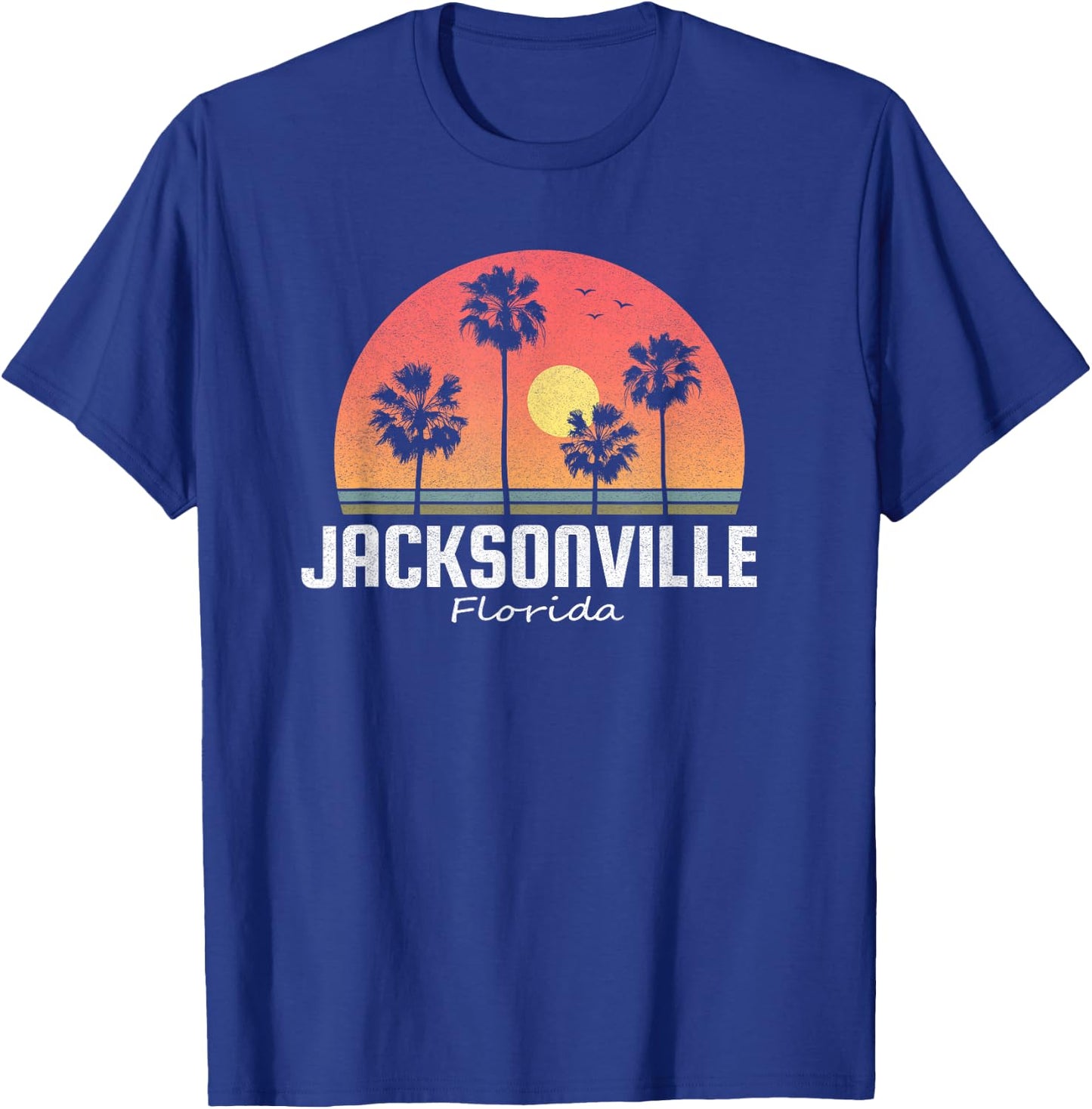 Jacksonville T Shirt Women Men Florida Beach Retro Sunset T-Shirt - T-Shirt | Royal