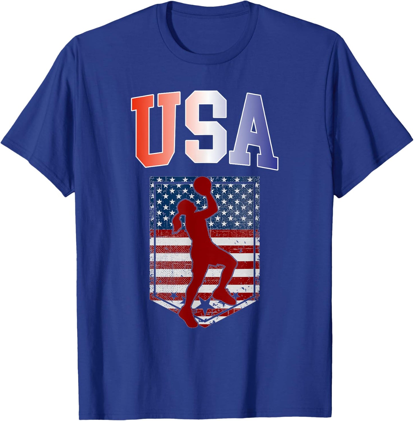 USA Patriotic Women's Basketball American Flag Summer Sports T-Shirt - T-Shirt | Royal