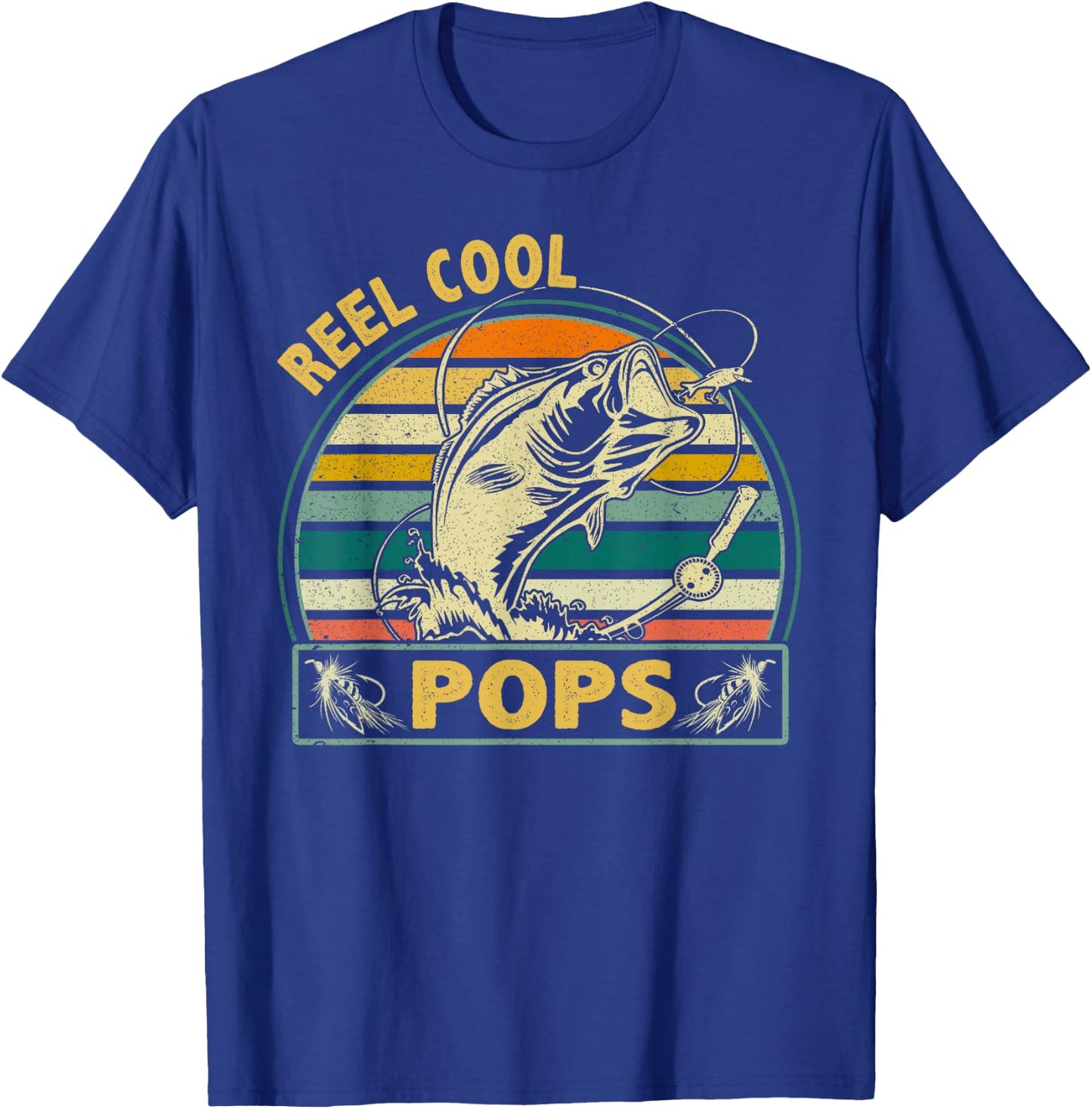 Vintage Reel Cool Pops Fishing Fathers Day For Grandpa Dad T-Shirt - T-Shirt | Royal