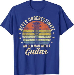 Never Underestimate an Old Man with A Guitar Player Gifts T-Shirt - T-Shirt | Royal