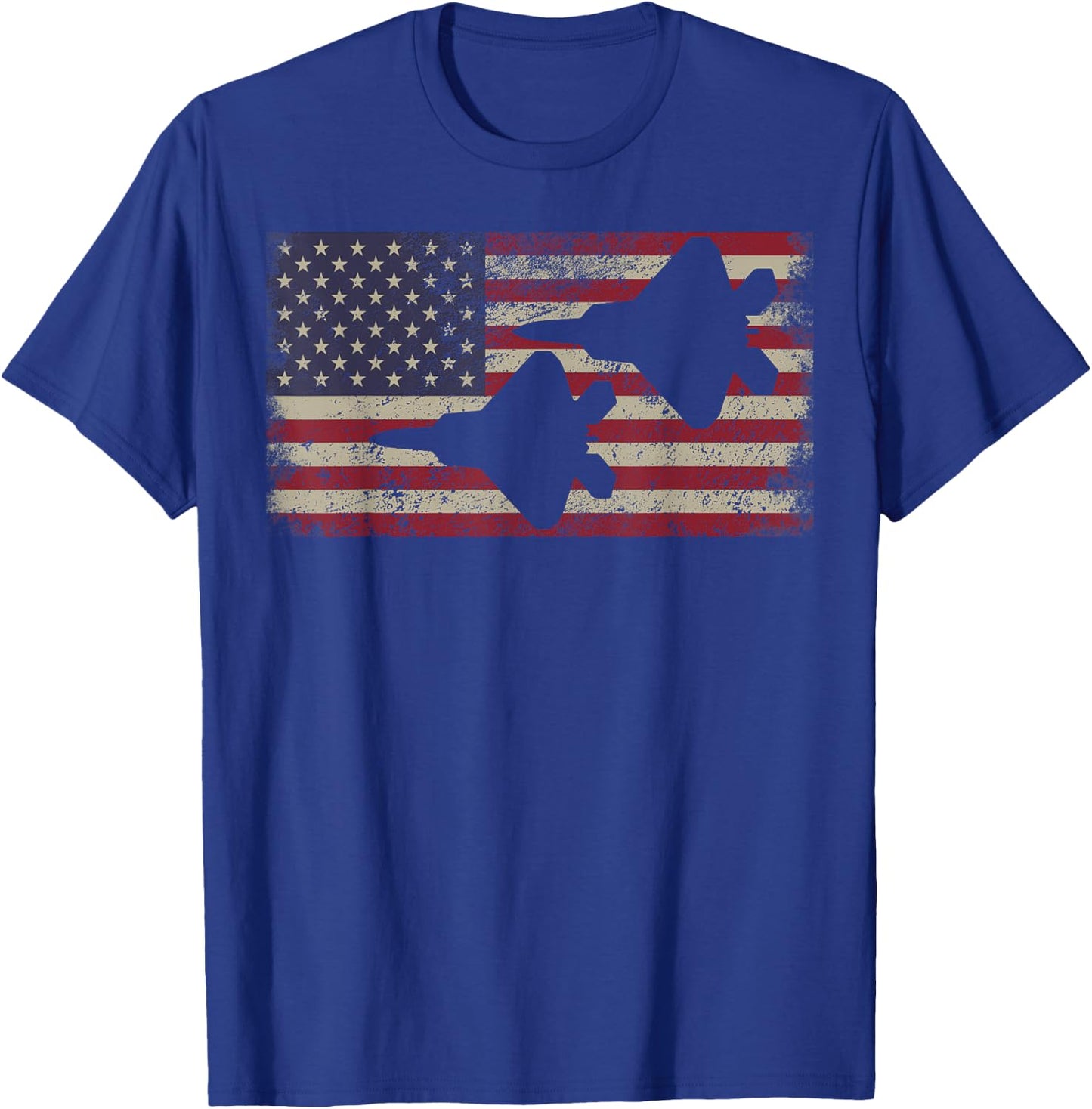 F22 Raptor Stealth Fighter Plane Patriotic USA Flag Women Kids Men T-Shirt - T-Shirt | Royal