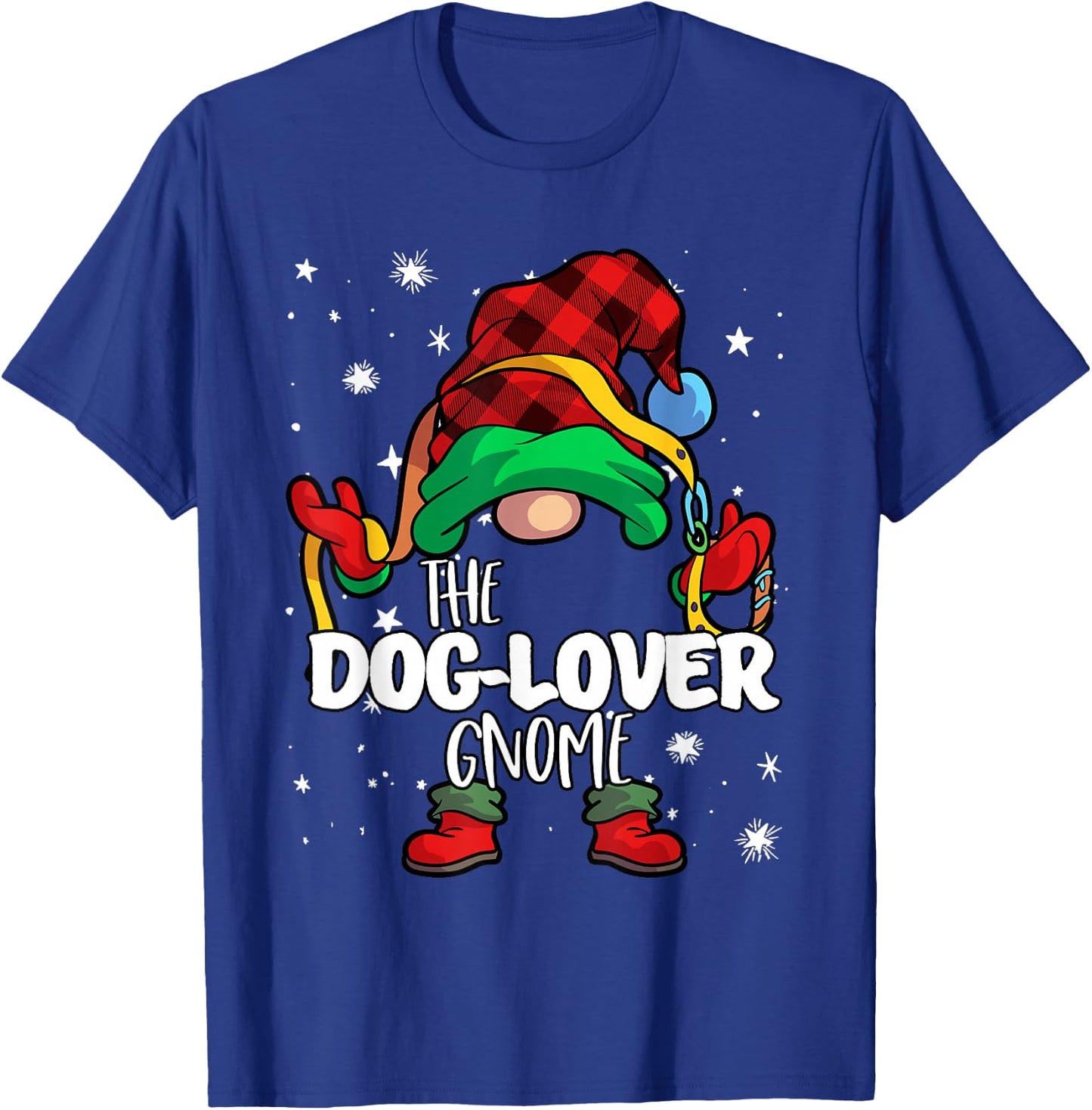 Dog Lover Gnome Red Buffalo Plaid Matching Family Christmas T-Shirt - T-Shirt | Royal