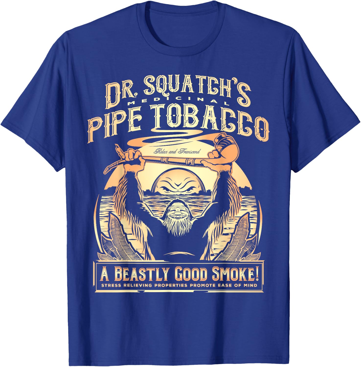 Big Foot Dr. Squatch's Medicinal Pipe Tobacco T-Shirt - T-Shirt | Royal