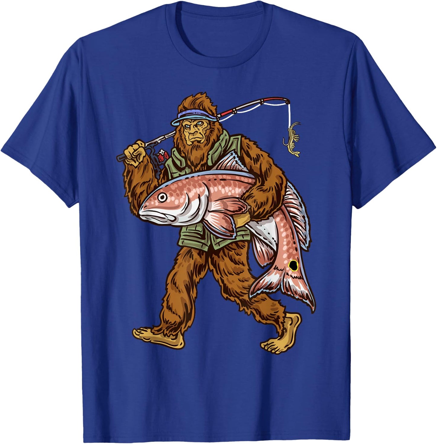 Redfish Fishing Hunting Bigfoot Fishermen T-Shirt - T-Shirt | Royal