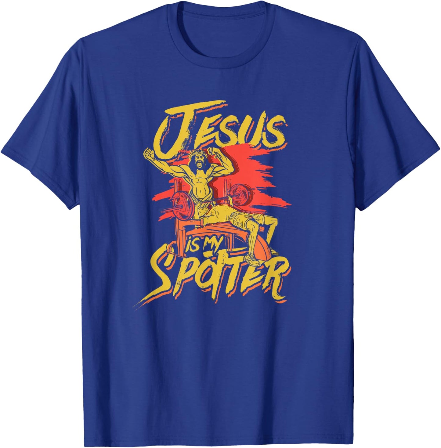 Jesus is my spotter -Jesus lifting and bodybuilding training T-Shirt - T-Shirt | Royal