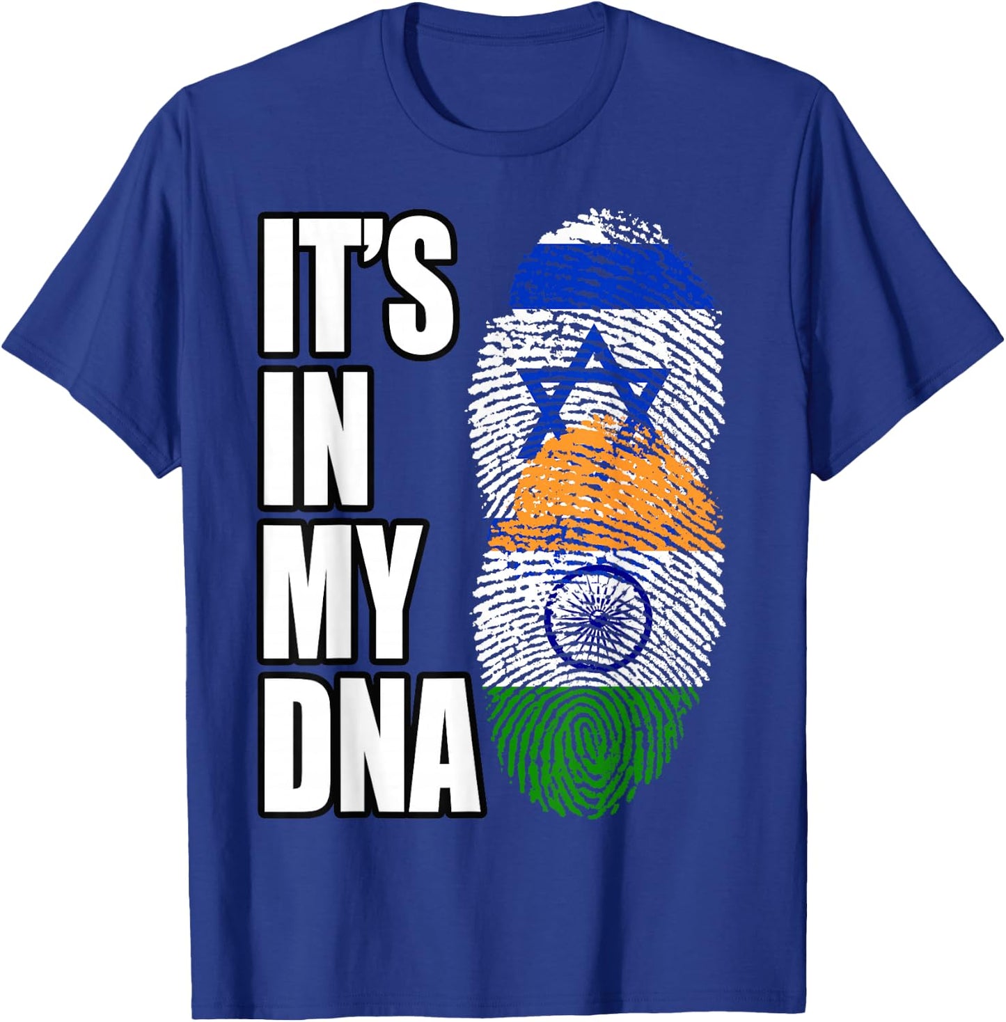 Indian And Israeli Mix DNA Flag Heritage T-Shirt - T-Shirt | Royal