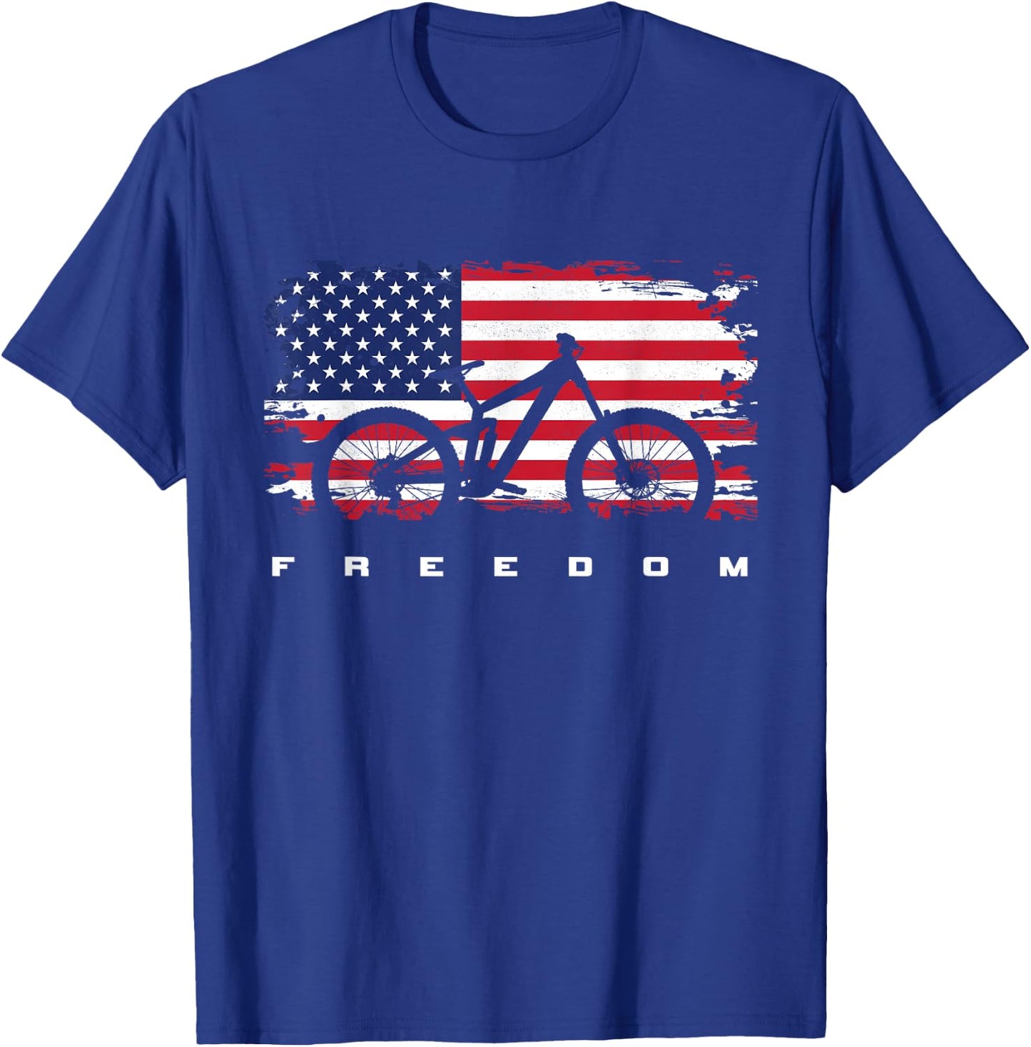 American Flag MTB Mountain Bike Apparel - Mountain Bike T-Shirt - T-Shirt | Royal