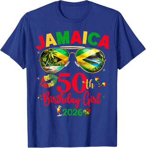 50th Birthday Girl Queen Jamaica Vacation Matching T-Shirt - T-Shirt | Royal