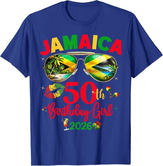 50th Birthday Girl Queen Jamaica Vacation Matching T-Shirt - T-Shirt | Royal
