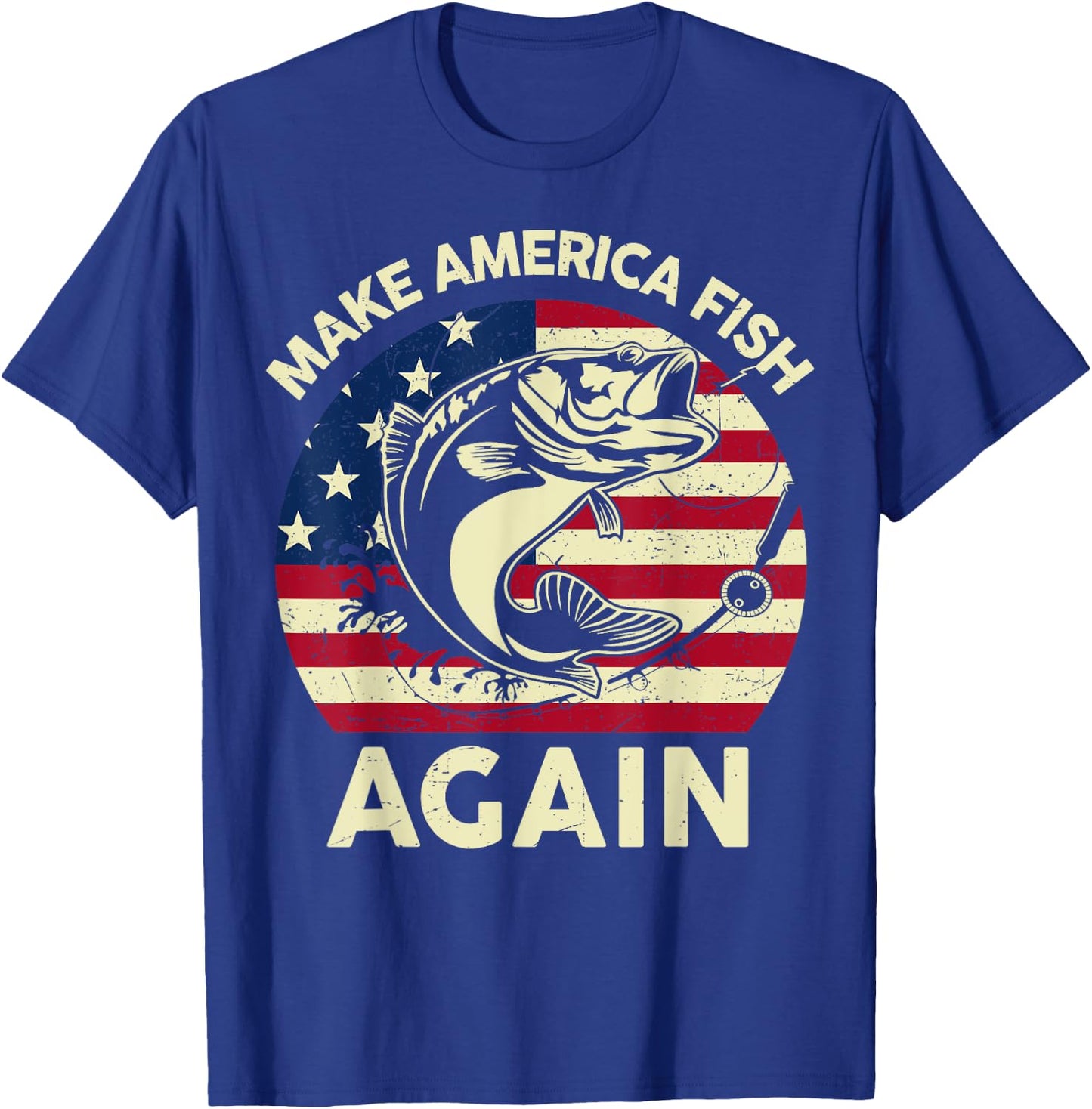 4th of July Shirt Make America Fishing Again Fish Dad Gift T-Shirt - T-Shirt | Royal