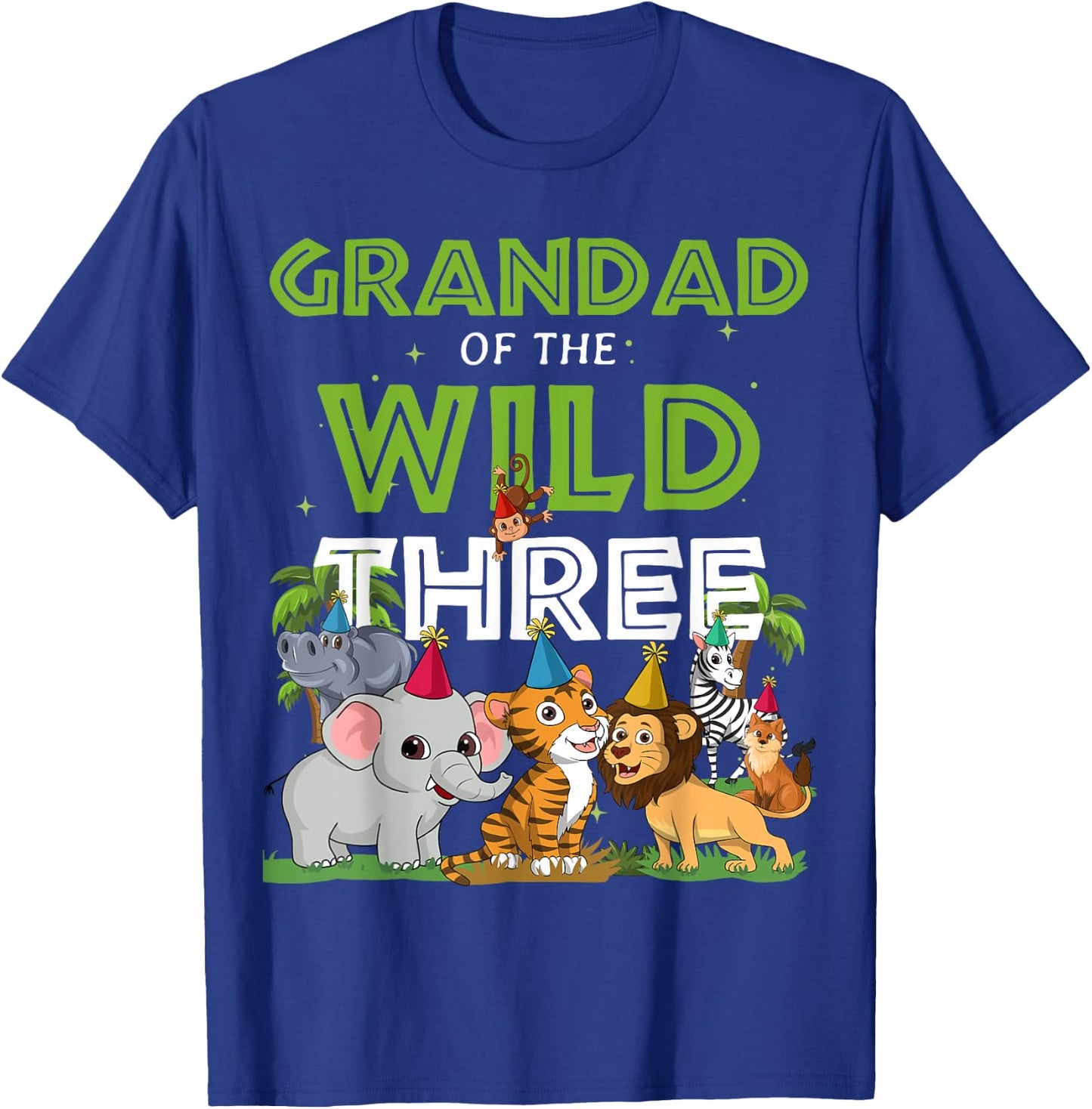 Grandad of the Wild Three Zoo Birthday Safari Jungle Animal T-Shirt - T-Shirt | Royal