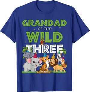 Grandad of the Wild Three Zoo Birthday Safari Jungle Animal T-Shirt - T-Shirt | Royal