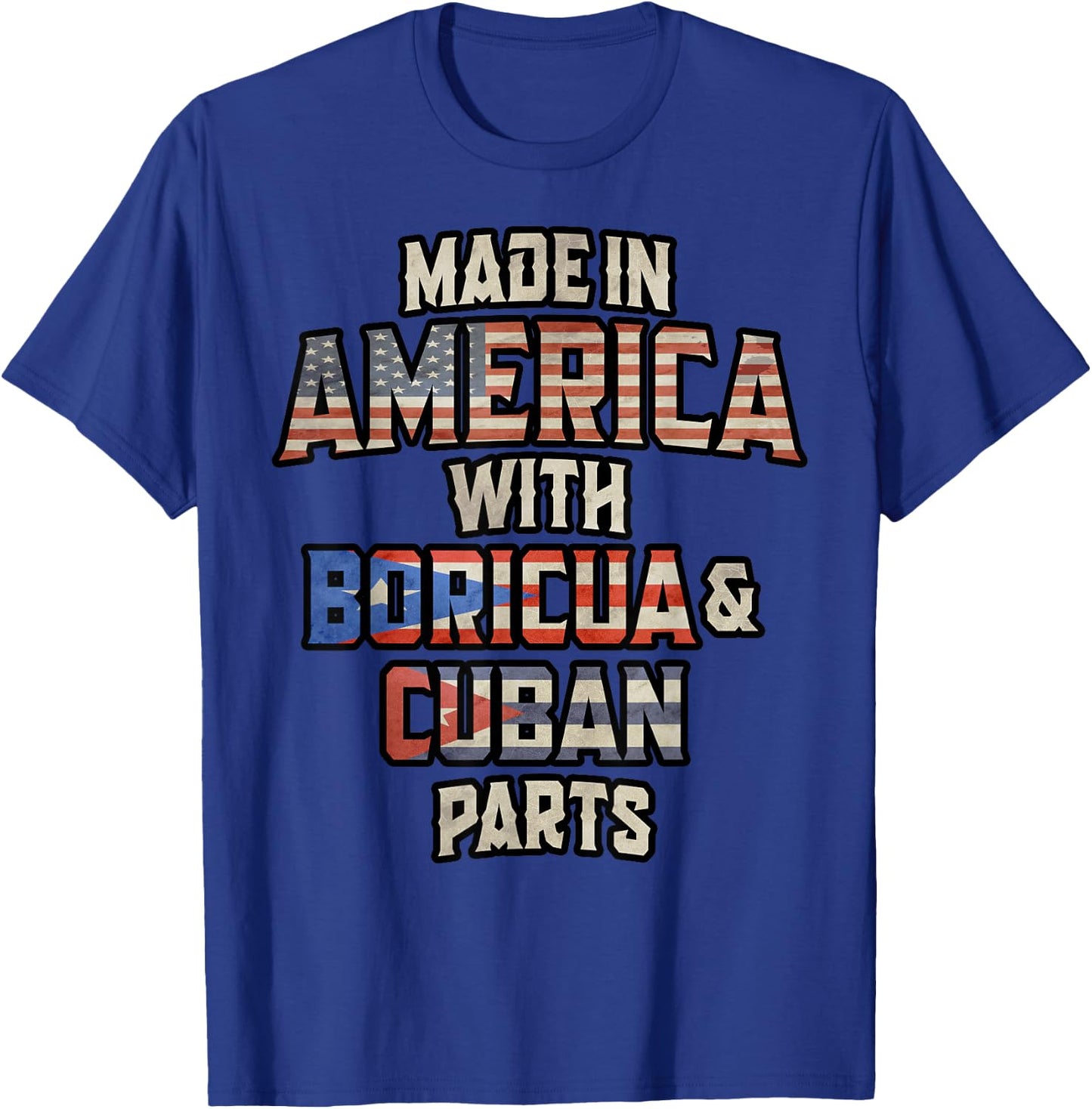 Puerto Rican And Cuban Made In America Mix Heritage Vintage T-Shirt - T-Shirt | Royal