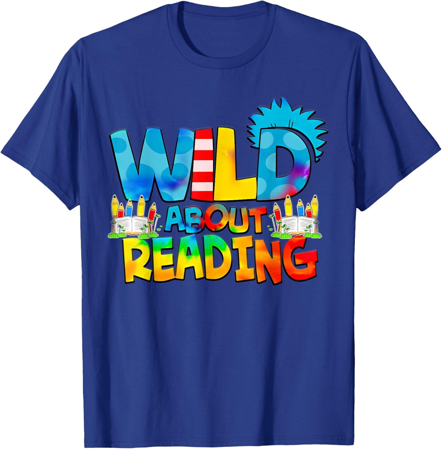 Wild for Reading Tie dye Rainbow Gifts T-Shirt - T-Shirt | Royal