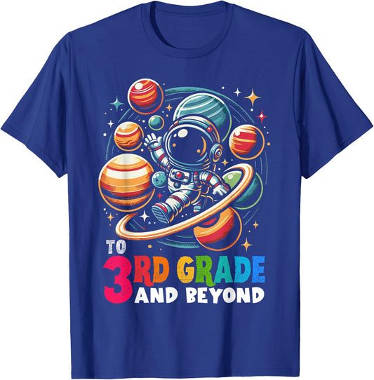 First day Boys Welcome back to School 3rd grade Astronaut T-Shirt - T-Shirt | Royal