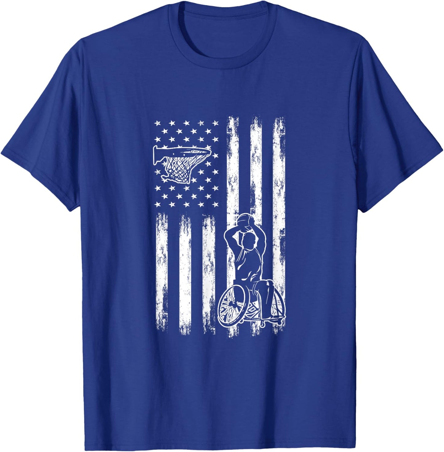 Wheelchair Basketball Player | USA Flag T-Shirt - T-Shirt | Royal