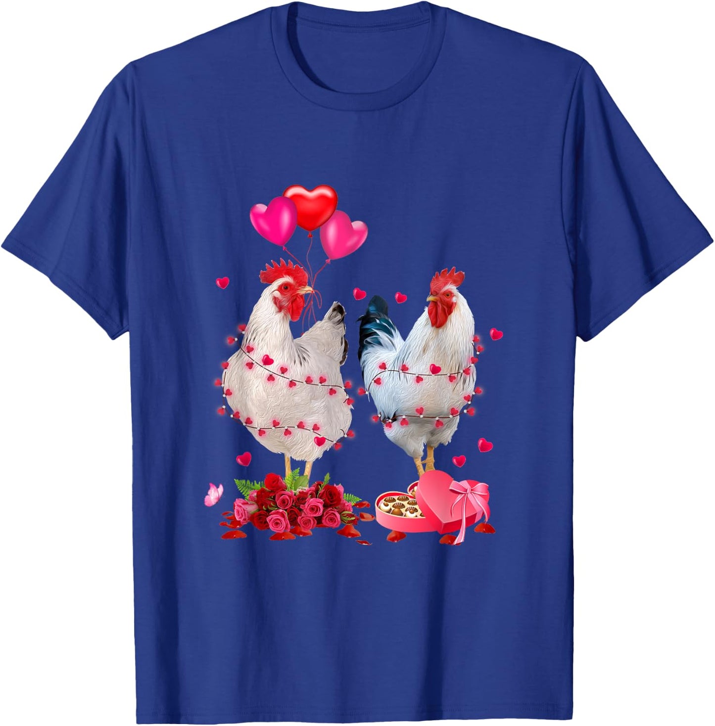 Funny Chicken Valentines Day Heart Chicken Couple Men Women T-Shirt - T-Shirt | Royal