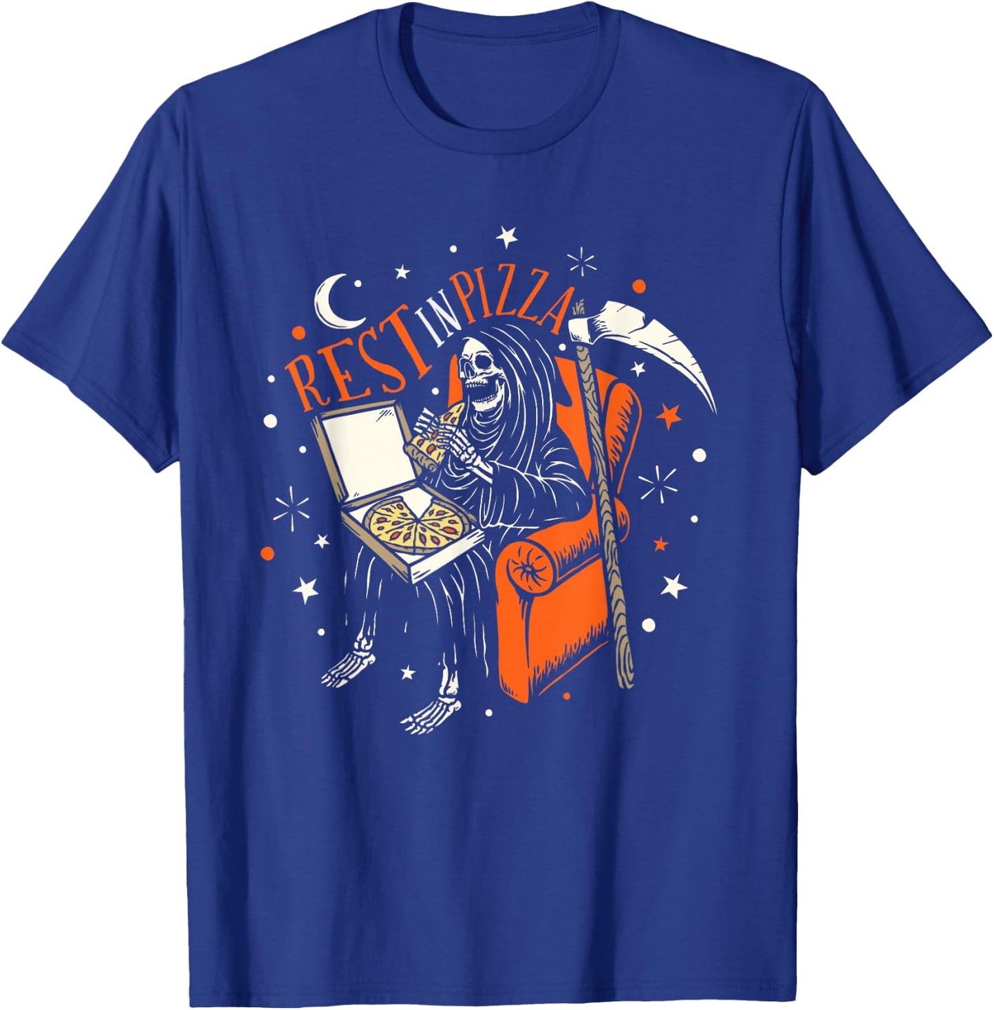 Funny Rest In Pizza Skull Skeleton Halloween T-Shirt - T-Shirt | Royal