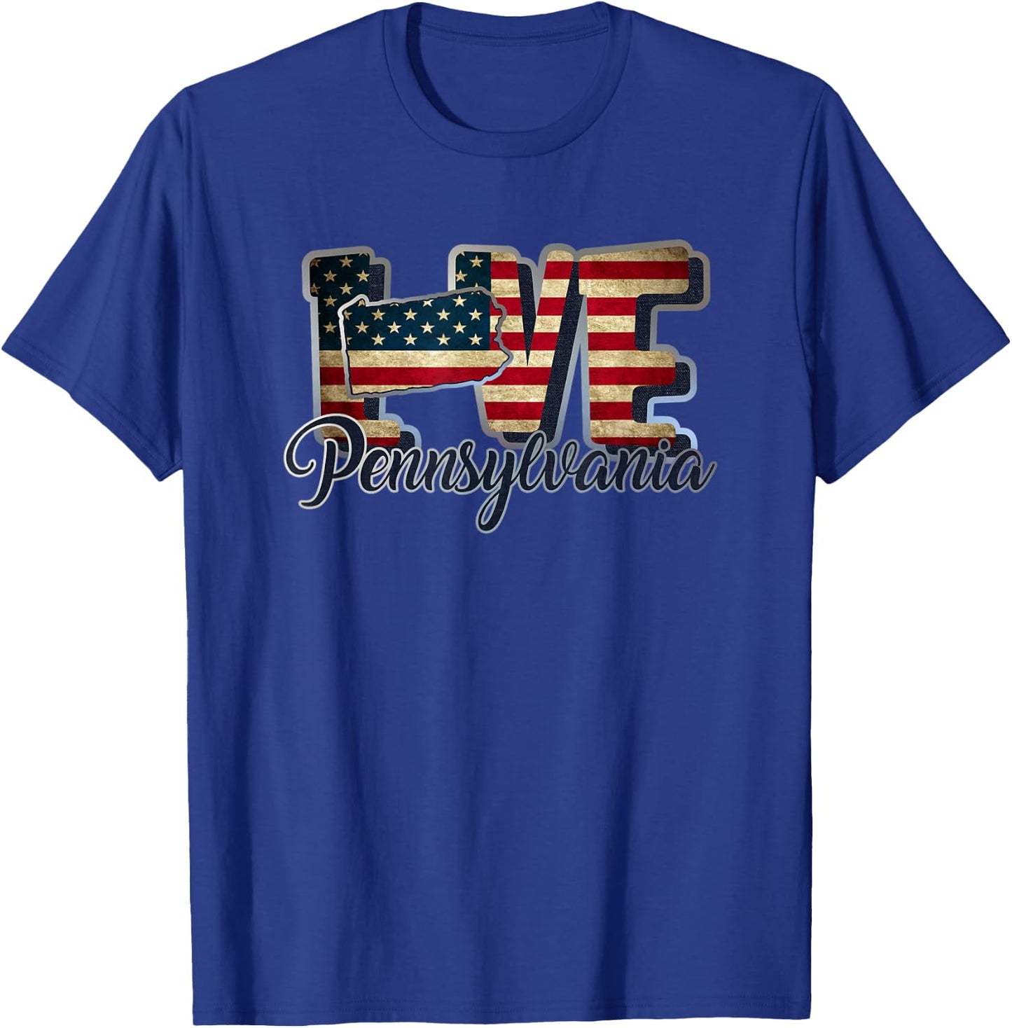 Funny Love Pennsylvania American Flag Patriotic Kids Men T-Shirt - T-Shirt | Royal