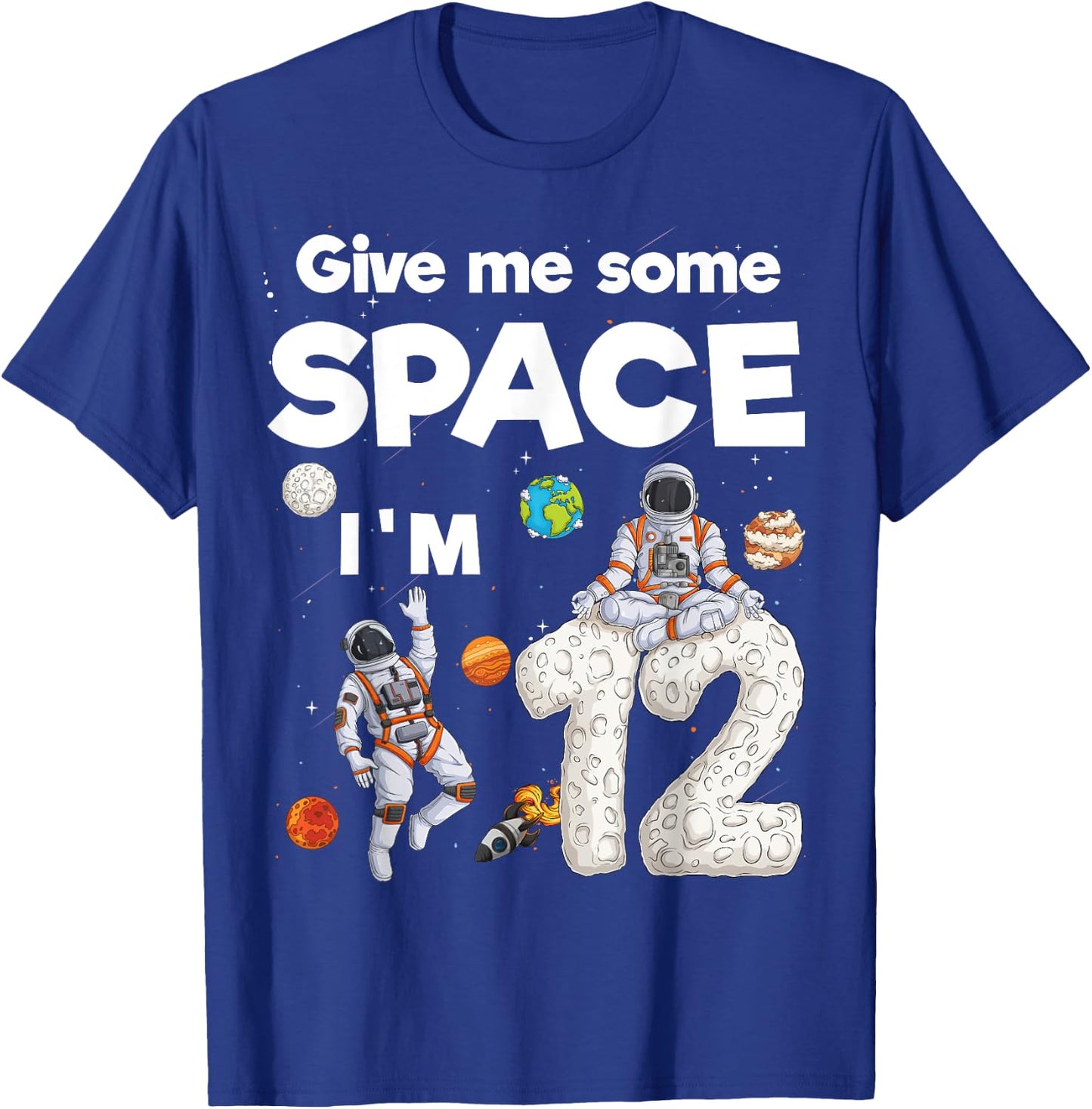 Outer Space Astronaut Planets Twelve Year Old 12th Birthday T-Shirt - T-Shirt | Royal