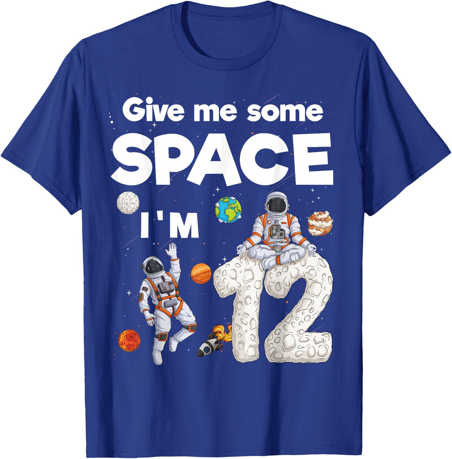Outer Space Astronaut Planets Twelve Year Old 12th Birthday T-Shirt - T-Shirt | Royal