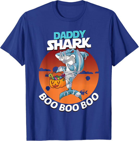 Daddy Shark Boo Boo Funny Family Shark Halloween T-Shirt - T-Shirt | Royal