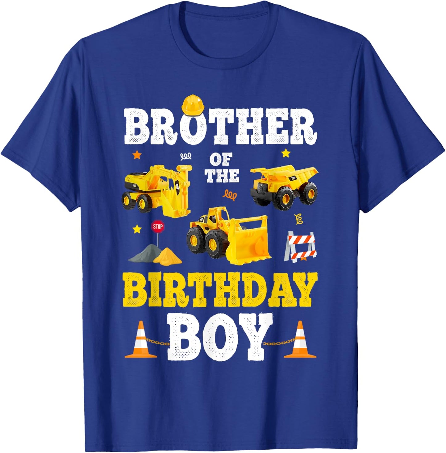 Brother Of The Birthday Boy Bday Construction Crew Trucks T-Shirt - T-Shirt | Royal