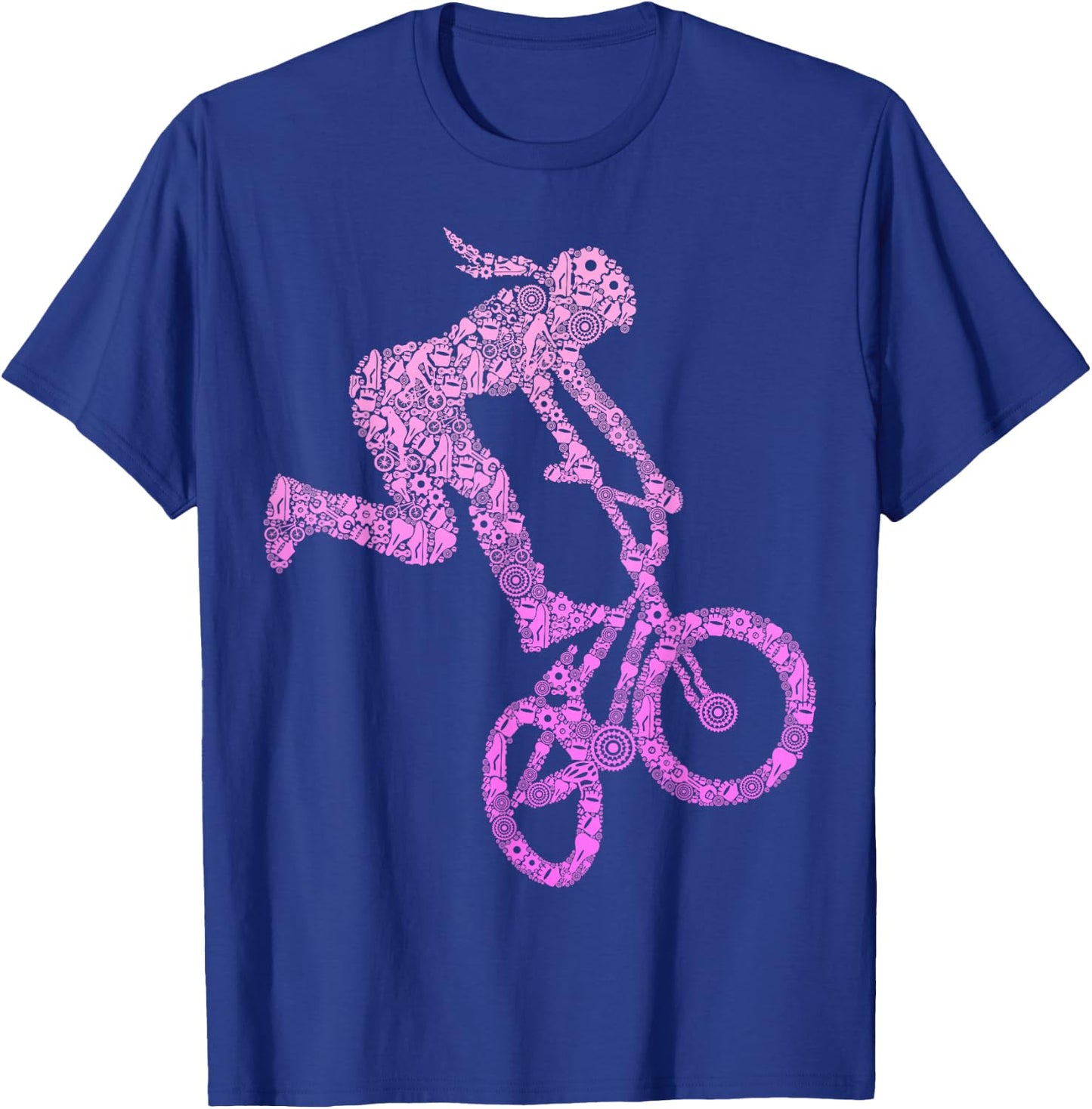 BMX Rider Girl Bike Bicycle Stunt Racing Kids Girls T-Shirt - T-Shirt | Royal