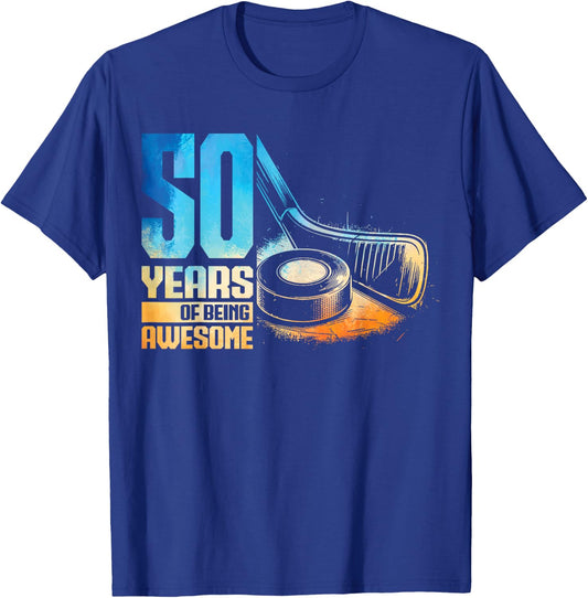 50th Birthday Men Icehockey Player Ice Hockey 50 Years Old T-Shirt - T-Shirt | Royal