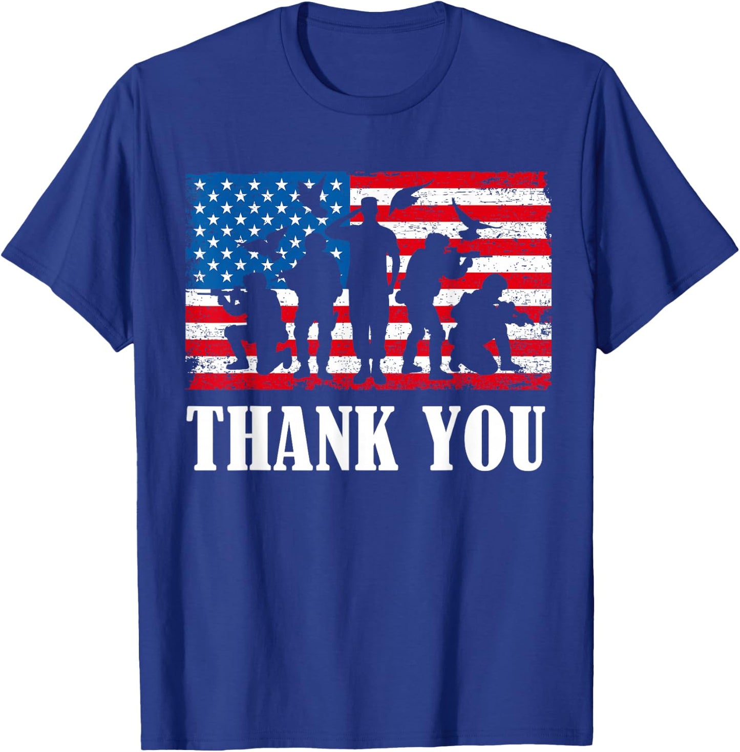 Thank You! Veterans Day & Memorial Day Partiotic Military T-Shirt - T-Shirt | Royal