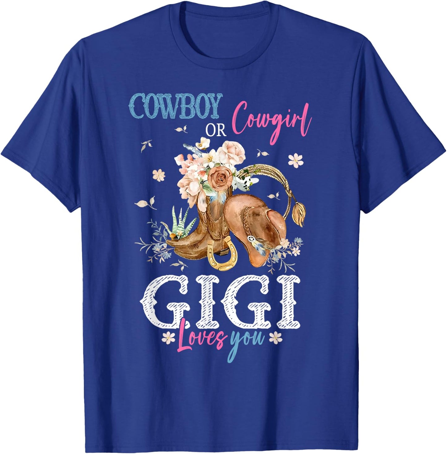 Cowboy or Cowgirl Gender Reveal Party Announcement Gigi T-Shirt - T-Shirt | Royal