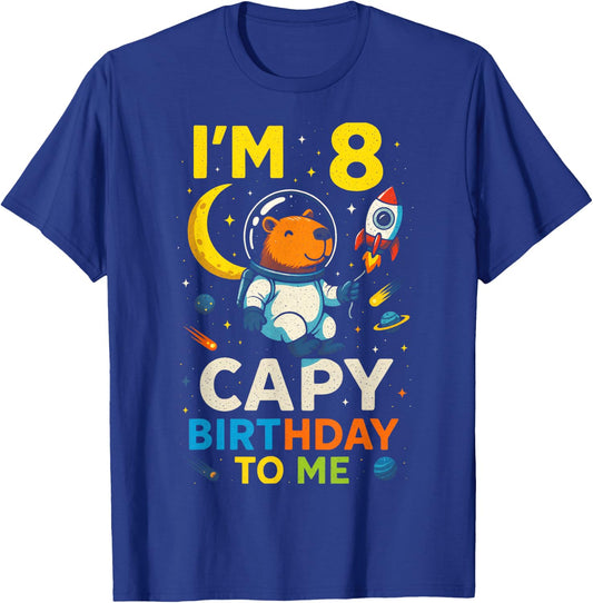 I'm 8 Capy Birthday to Me - Space T-Shirt - T-Shirt | Royal
