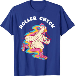 Roller Chick Roller Skater Chicken 80s Roller Skating T-Shirt - T-Shirt | Royal