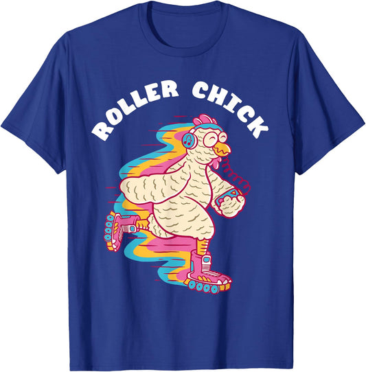 Roller Chick Roller Skater Chicken 80s Roller Skating T-Shirt - T-Shirt | Royal