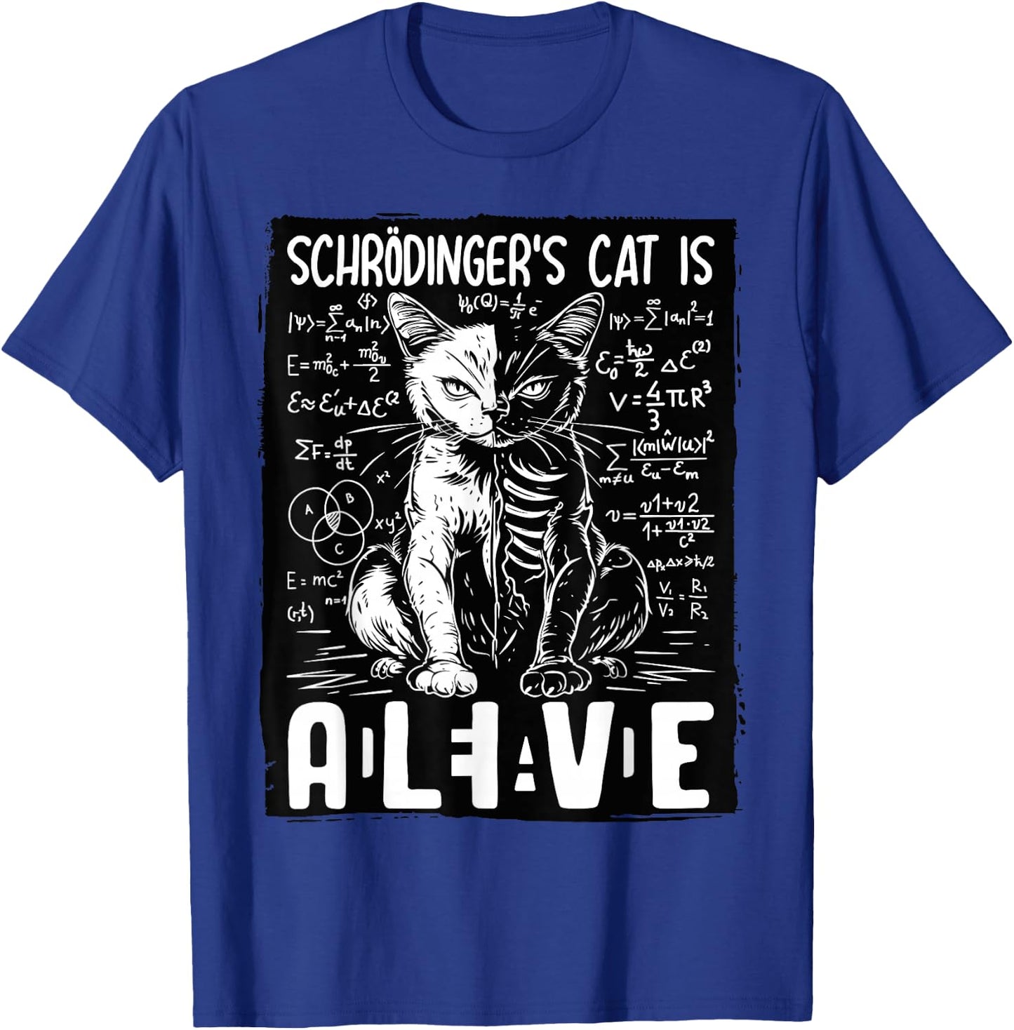Schrodinger's Cat Dead And Alive Science T-Shirt - T-Shirt | Royal