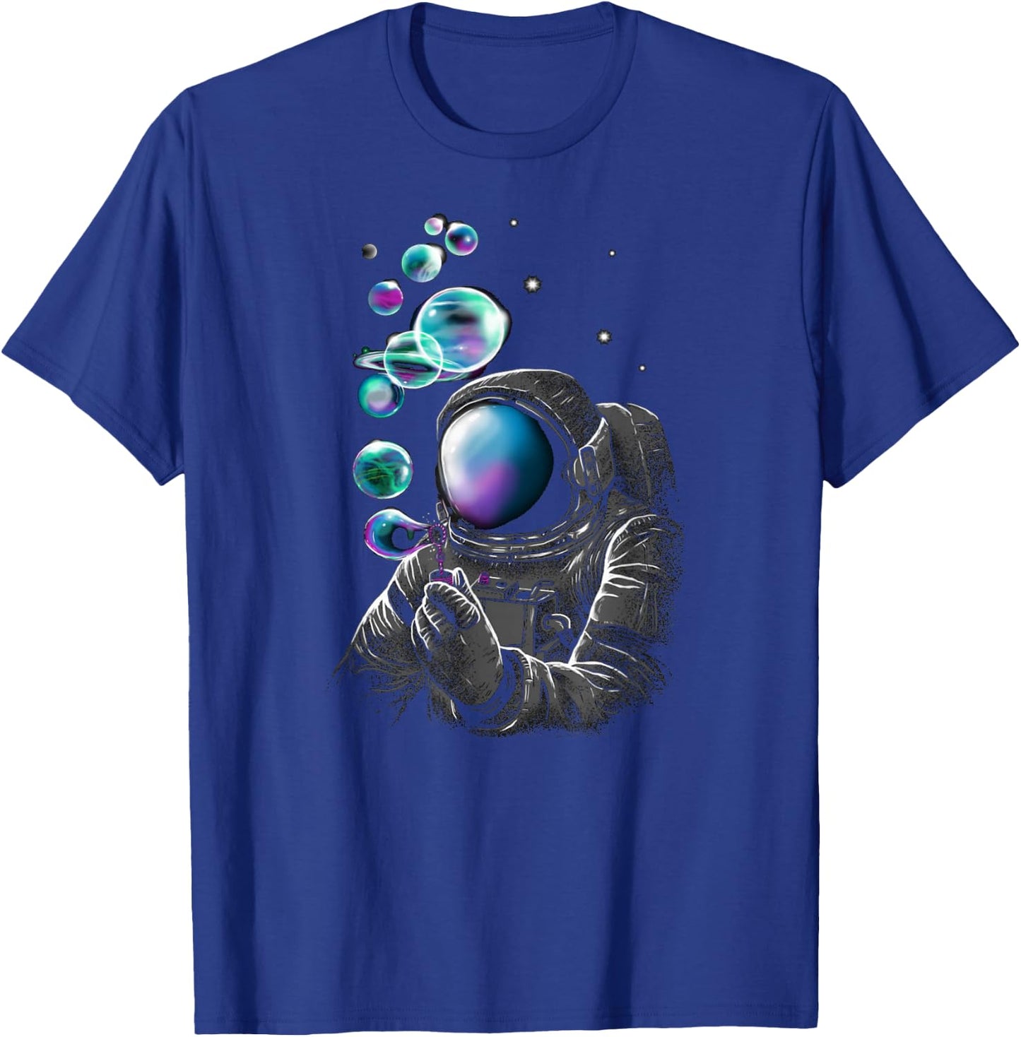 Funny Astronaut Blowing Bubbles In Space T-Shirt - T-Shirt | Royal