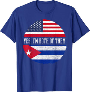 Half American Half Cuban USA Flag Cuba Heritage DNA T-Shirt - T-Shirt | Royal