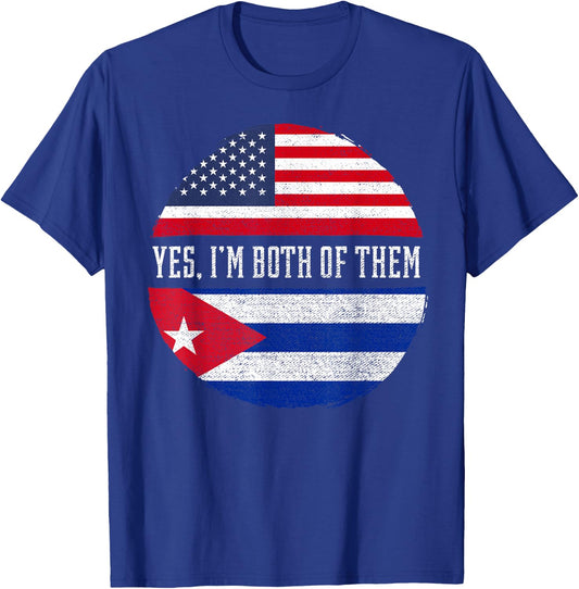 Half American Half Cuban USA Flag Cuba Heritage DNA T-Shirt - T-Shirt | Royal
