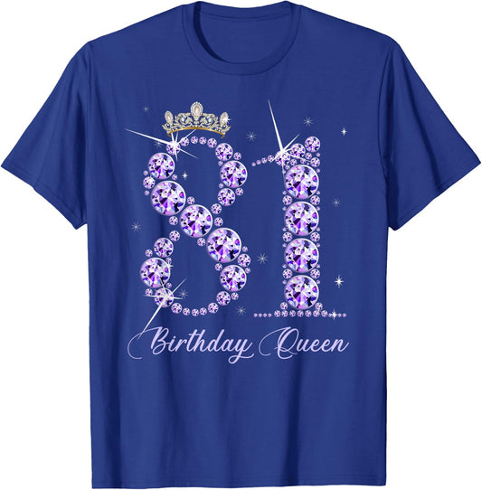 81 Year Old Its My 81st Birthday Queen Diamond Heels Crown T-Shirt - T-Shirt | Royal