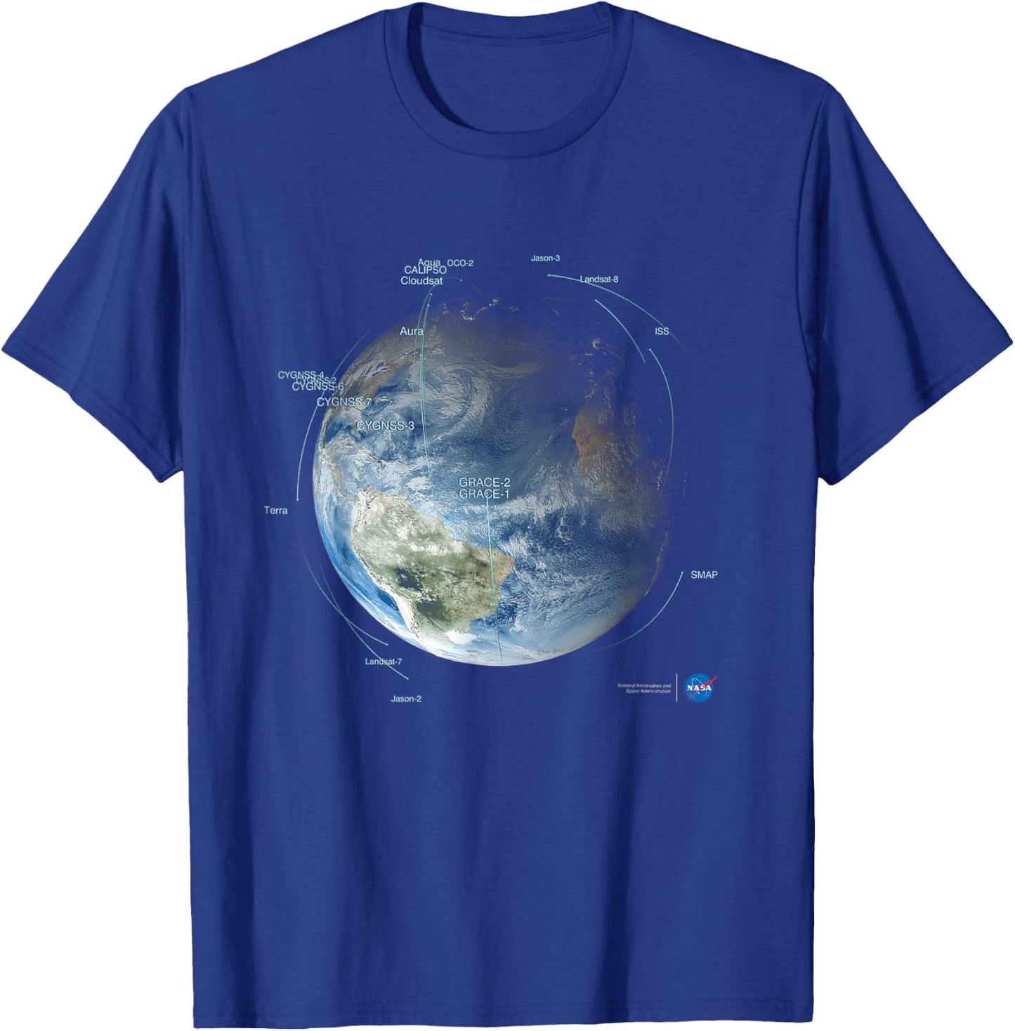 NASA Satellite Orbit Paths T-Shirt - T-Shirt | Royal