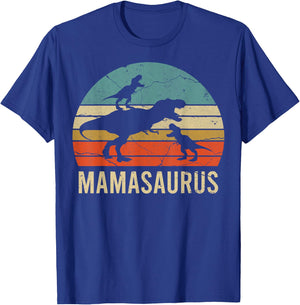 Mommy Mom Mama Dinosaur Funny 2 Two kid Mamasaurus 2020 Gift T-Shirt - T-Shirt | Royal