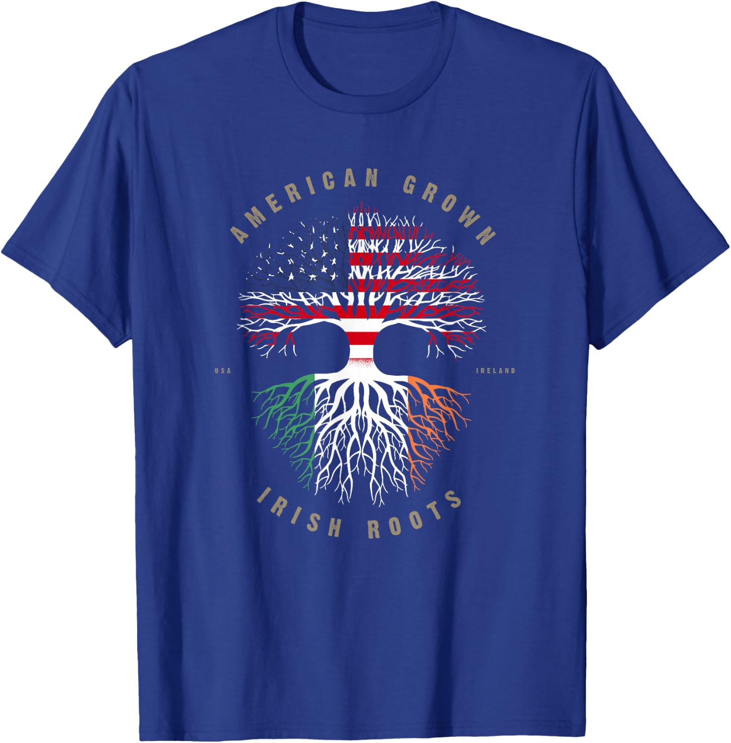 American Grown Irish Roots Ireland Flag T-Shirt - T-Shirt | Royal