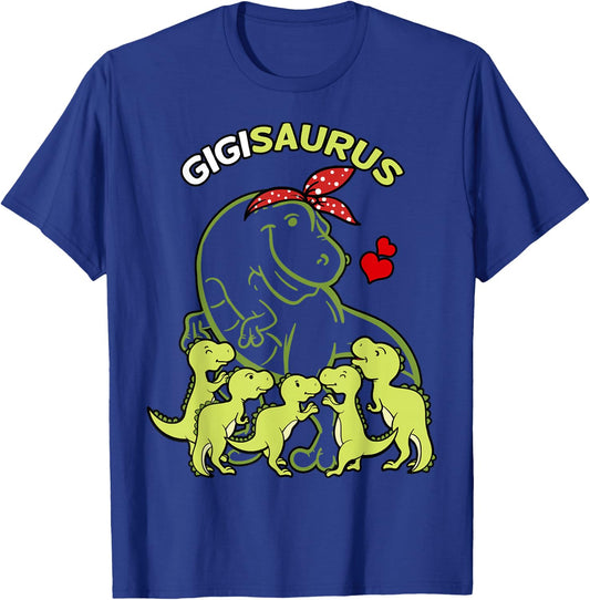 Gigisaurus Gigi 5 Kids Dinosaur Mother's Day T-Shirt - T-Shirt | Royal