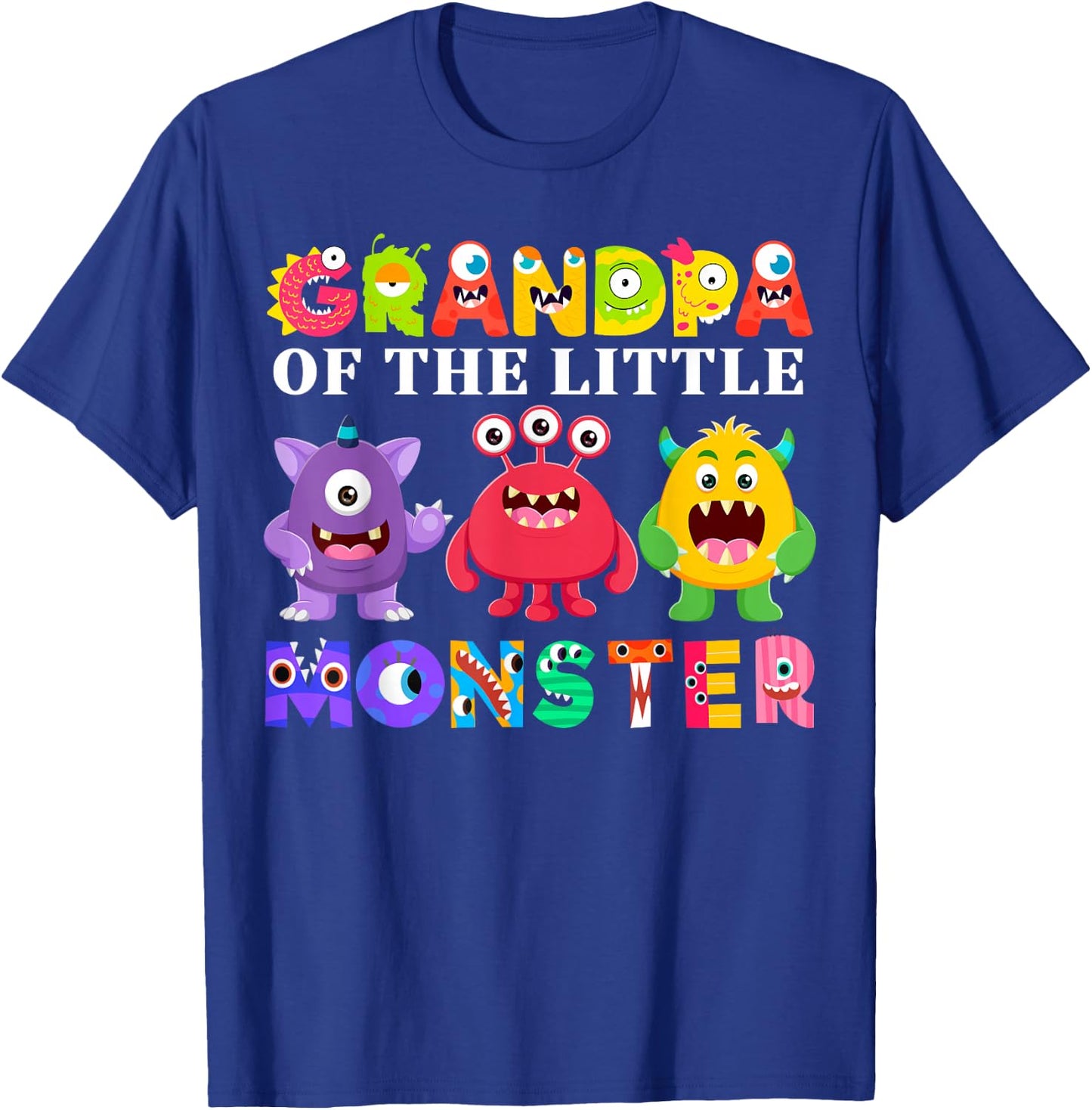 Grandpa Of The Little Monster Birthday Party Family Monster T-Shirt - T-Shirt | Royal